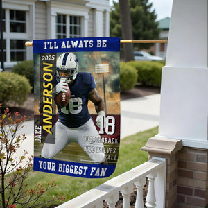 American Football Photo Flag My Heart Is On That Field - Personalized Gift For Football Player