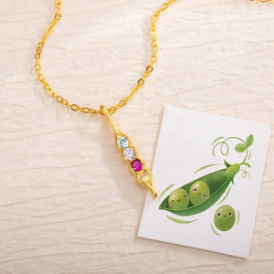 Personalized Peas in a Pod Family Necklace with 2-8 Birthstones