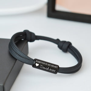 Custom In Loving Memory Bracelet "I Will Carry You With Me" Personalized Engraved Memorial Bracelet