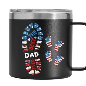 Personalized Gift For Dad Foot Print 14oz Stainless Steel Tumbler With Handle