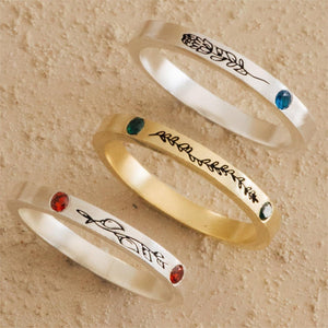 Personalized Floral Ring with Birthstones Flower Design Ring for Women