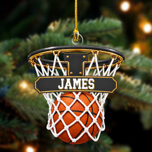 Personalized Basketball Hoop Christmas Ornament β Custom Name & Ball-In-Net Acrylic Keepsake | Gift for Players & Coaches