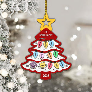 Family Tree Gift For Large Family With Pets - Personalized Acrylic Ornament