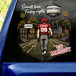 Custom Town Name & Zip Code Car Decal β Personalized Game Day Gift For Football Mom & Mama