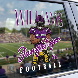Personalized Name & Number Football Car Decal โ Retro Football Design For Fans