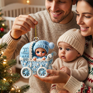 Baby In Carriage β Baby's 1st Christmas Personalized Ornament
