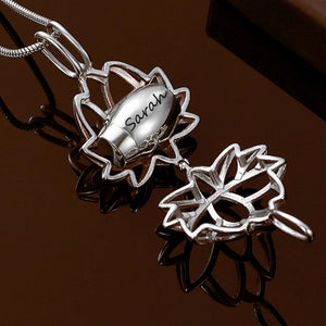 Personalized Lotus Flower with Mini Keepsake Urn Ashes Cremation Necklace Memorial Sympathy Gift for Loss of Loved One