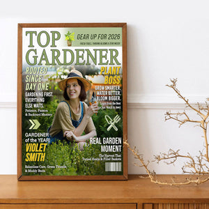 Personalized Gardener Magazine Cover Canvas Poster, Gardening Gift for Mom Grandma Plant Lover