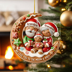 Love You To The Moon Grandparent Grandchild Family Personalized Christmas Ornament