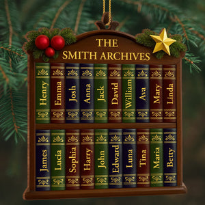Capture Your Family Story With A Customizable Bookshelf Ornament, Personalized Wood Ornament