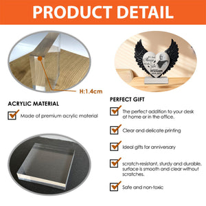 I am Always with You - Personalized Memorial Custom Heart Wings Shape Acrylic Plaque