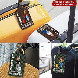 Family - Husband & Wife Travel Partners For Life - Personalized Luggage Tag