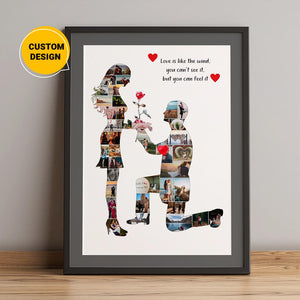 Couple Themed Give Flowers Personalized Custom Photo Collage Poster Gift