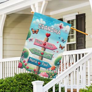 Grandma Butterfly Garden Signpost Personalized Flag