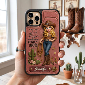 Personalized Cowgirl Leather Flip Wallet Phone Case β Gift For Cowgirls