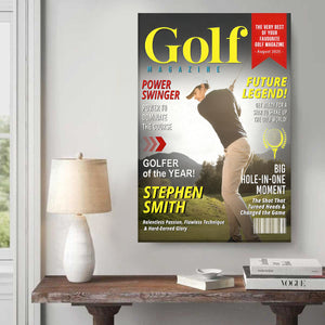 Custom Golf Magazine Cover, Golf Gift, Unique Gift for Golf Lovers, Gifts for Golf Coach, End Of Season Golf Canvas