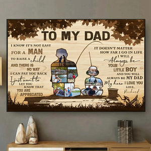 Personalized Gift For Fisherman Dad - Custom Photo Collage Canvas Poster