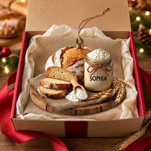 Custom Sourdough Starter Ornament, Personalized Bread Baker Gift, Sourdough Bread Loaf Keepsake,Foodie Christmas Decor, Kitchen Holiday Gift