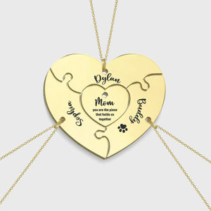 You Are The Piece That Holds Us Together - Personalized Mother Matching Pendant Necklace