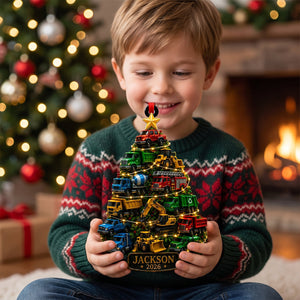 Custom Truck Kid Christmas Ornament – Personalized Name Construction Truck Decor | Gift For Child