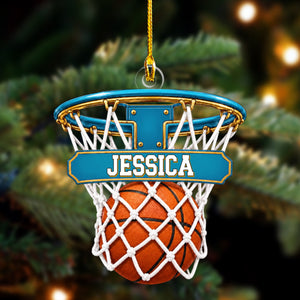 Personalized Basketball Hoop Christmas Ornament β Custom Name & Ball-In-Net Acrylic Keepsake | Gift for Players & Coaches