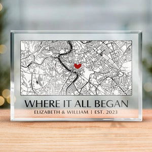 Where It All Began - Personalized Rectangle Shaped Acrylic Plaque Gift For Couple