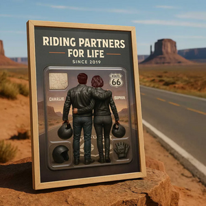 Couple Bikers Riding Partners For Life Personalized Poster Gift For Bikers