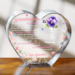To My Granddaughter, Never Forget That I Love You, Personalized Crystal Heart