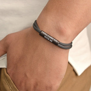 Custom In Loving Memory Bracelet "I Will Carry You With Me" Personalized Engraved Memorial Bracelet