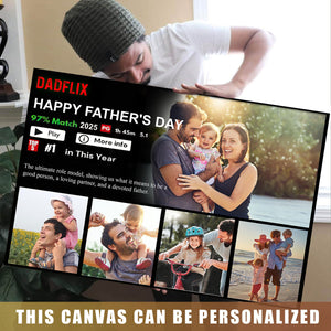 Dadflix Personalized Movie Landscape Canvas Poster, Father's Day Gift for Dad Movie Poster