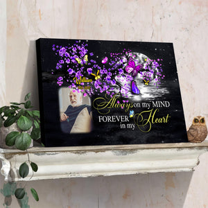 Personalized Memorial Landscape Canvas Poster - Always On My Mind Butterfly Memorial Gift