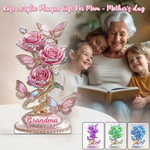 Each Rose Holds A Piece Of Your Heart - Family Personalized Acrylic Plaque - Mother's Day Gift