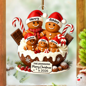 Personalized Gingerbread Family Acrylic Ornament – Warm Holiday Decor For Family