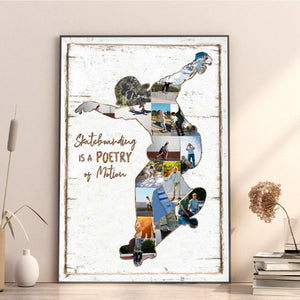 Personalized Skateboard Photo Collage Canvas Print,Unique Skateboard Gifts