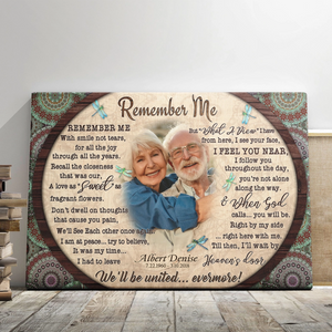 Personalized Canvas Prints, Custom Photo, Loss Of Mom, Loss Of Dad, Mandala Pattern Remember Me Canvas