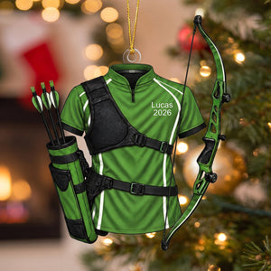 Personalized Archery Christmas Ornament 2026 โ Custom Name Recurve Bow & Jersey Acrylic Keepsake | Gift For Him