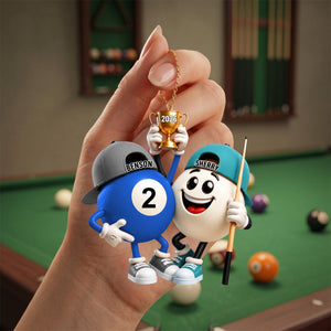 "Billiard Couple" β Personalized Keychain | A Fun Gift For Pool Lovers & Players