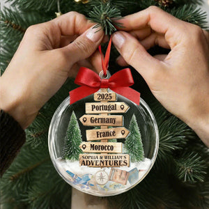 Christmas Ornament Travel Sign Post - Personalized Acrylic Ornament