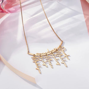 Personalized Names Hanging Grandma Mom Family Necklace with 1-7 Names