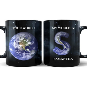 My World Mug, Personalized Valentine Gift For Lovers