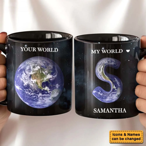 My World Mug, Personalized Valentine Gift For Lovers