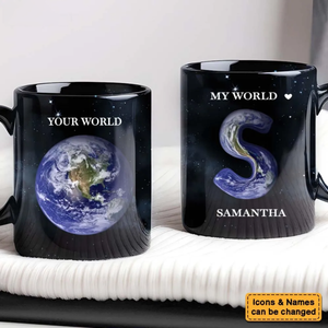 My World Mug, Personalized Valentine Gift For Lovers
