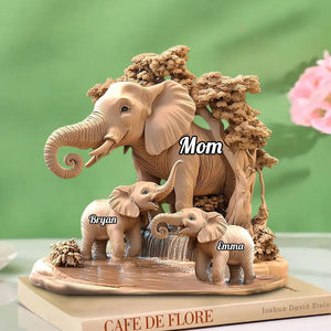 Gift For Mom, Grandma - Personalized Elephant Custom Shaped Acrylic Plaque