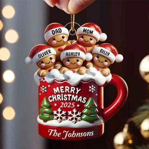 Cookie Family In Hot Cocoa Christmas Personalized Acrylic Ornament