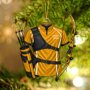 Personalized Archery Christmas Ornament 2026 โ Custom Name Recurve Bow & Jersey Acrylic Keepsake | Gift For Him