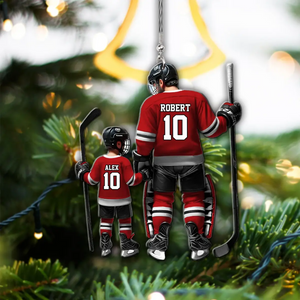 Father And Son โ Personalized Ice Hockey Players Shaped Acrylic Ornament