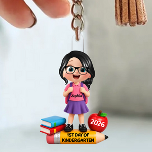 Personalized 1st Day Of Kindergarten Acrylic Keychain โ Back To School & Christmas Keepsake For Kids