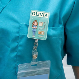 Personalized Cartoon Character Acrylic Badge Reel Gift For Nurses and Healthcare Workers