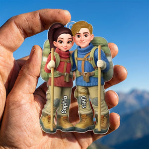 Personalized Acrylic Hiking Couple Hanging Ornament – Keepsake Gift For Him Or Her