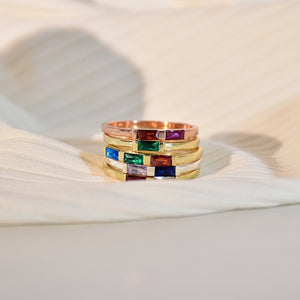 Personalized Family Minimalist Dainty Birthstone Ring Gift for Her, Birthday Gift